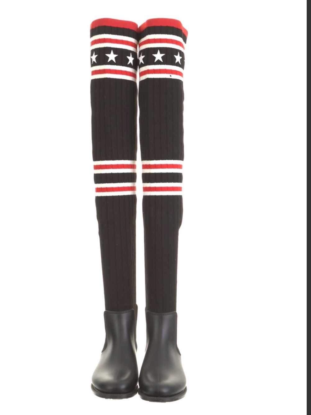 Knit Rubber Storm Over The KneeStar Sock Rain Boots 8.5